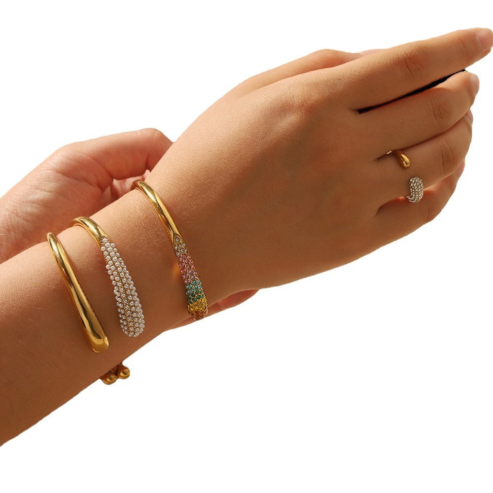 Colorful zirconium full diamond high-end fashion stainless steel casting bracelet bracelet bracelet accessories - V.I.P Digital Presence