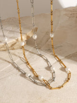 Stainless Steel Pearl Chain Necklace - V.I.P Digital Presence