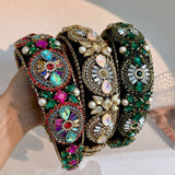 Super Sparkling Diamond Pearl Hair Hoop Baroque Retro Women's Sponge Head Hoop Headpiece - V.I.P Digital Presence