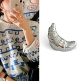 Croissant corsage brooch high-end female design niche silver croissant internet celebrity couple badge - V.I.P Digital Presence