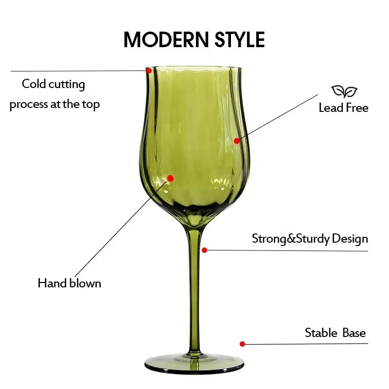 4/2/1Pcs Creative French Medieval Red Wine Glass Hand Blown Margarita Cocktail Goblet Glass Cup Dense Edges Vintage Flower Bloom - V.I.P Digital Presence