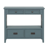 36'' Farmhouse Pine Wood Console Table Entry Sofa Table with 4 Drawers & 1 Storage Shelf ( Blue) - V.I.P Digital Presence