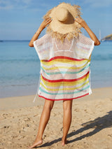 Cutout Striped Cover-Up with Tassel - V.I.P Digital Presence