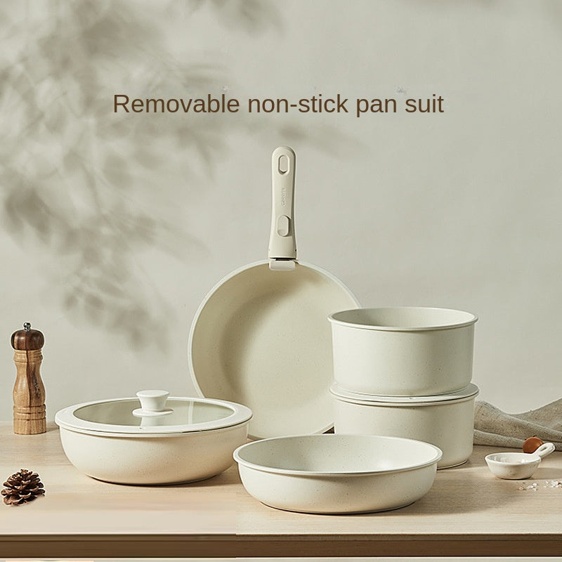 Detachable cookware set, pot, wheat rice stone, flat bottomed pan, non stick pan, frying pan, household handle - V.I.P Digital Presence