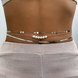 Three layer metal wind versatile waist chain WAIST CHAIN sexy imitation pearl body chain - V.I.P Digital Presence