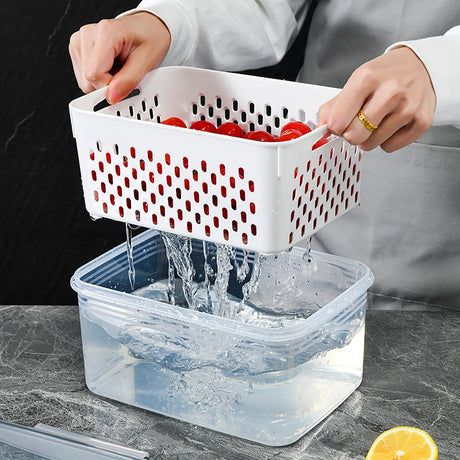 Kitchen food sealed preservation box fruit and vegetable drainage plastic storage box with lid - V.I.P Digital Presence