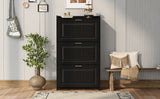 U-Can Shoe Storage Cabinet for Entryway with 3 Flip Drawers, Modern Shoe Organizer Cabinet, Free Standing Shoe Rack Black - V.I.P Digital Presence