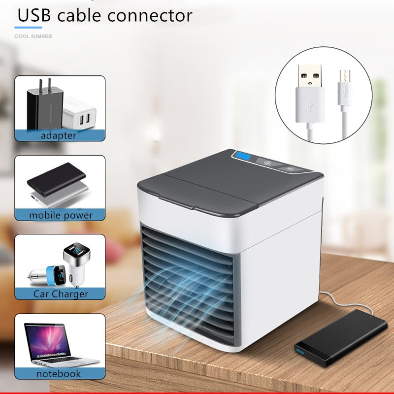 USB Mini Portable Air Conditioner Humidifier Purifier 7 Colors Light Desktop Air Cooling Fan Air Cooler Fan for Office Home - V.I.P Digital Presence