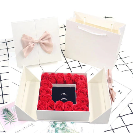 Double door 16 roses eternal flower gift box holiday necklace ring bracelet Valentine's Day jewelry packaging box - V.I.P Digital Presence