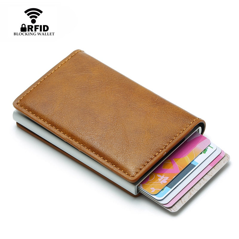 DIENQI Top Quality Wallet Men Money Bag Mini Purse Male Vintage Automatical Aluminium Rfid Card Holder Wallet Small Smart Wallet - V.I.P Digital Presence