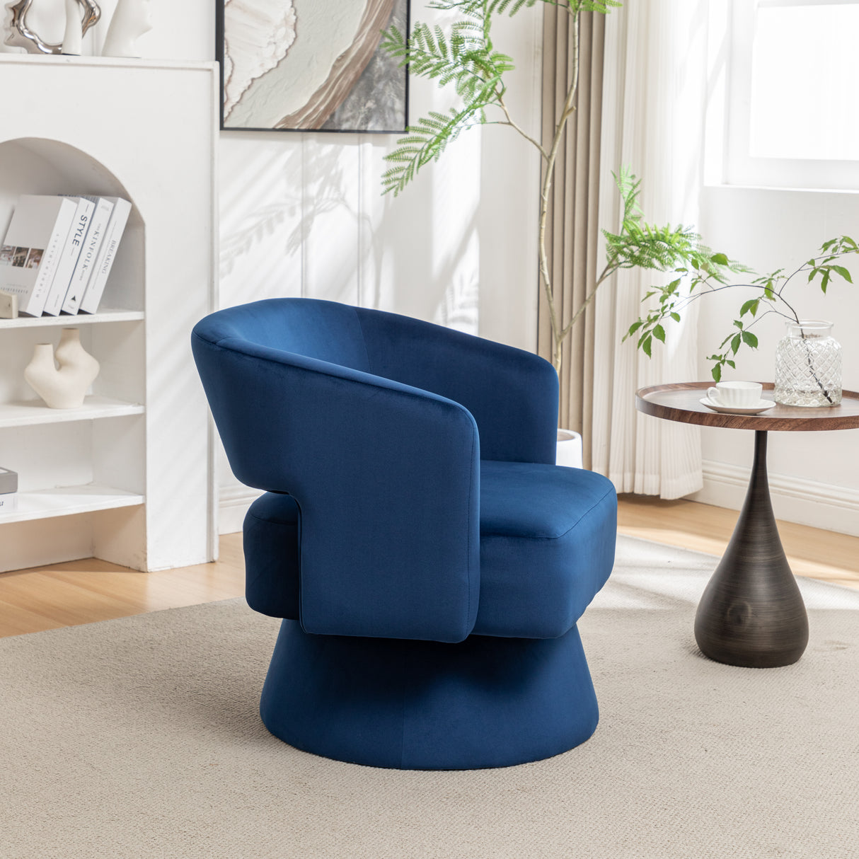 Swivel Barrel Chair, Velvet Accent Armchair 360 Degree Swivel Club Chair for Living Room Bedroom Reception Room - V.I.P Digital Presence