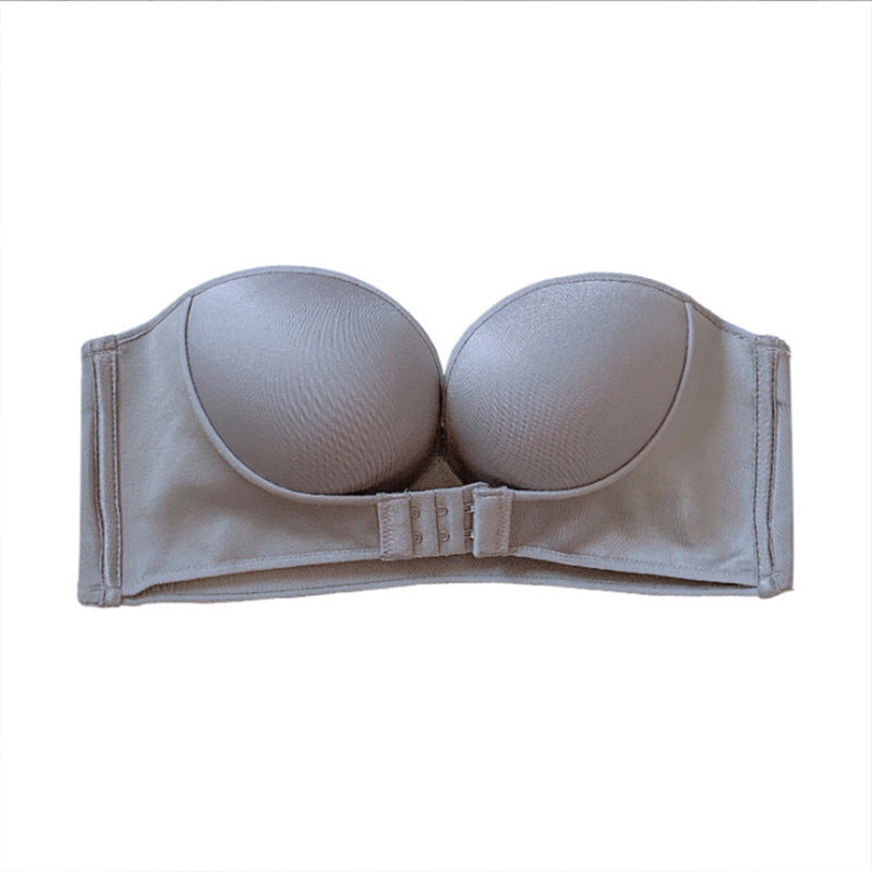 Oxygen bra for women without shoulder straps front buckle gathering anti slip invisible breathable wrapped bra - V.I.P Digital Presence
