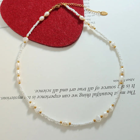 Titanium Steel Glass Bead Pearl Necklace - V.I.P Digital Presence
