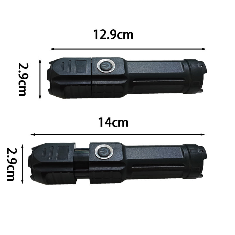New Telescopic Zoom Glare Flashlight USB Charging Compact Portable Spotlight Long-Range Floodlight Outdoor Lighting - V.I.P Digital Presence