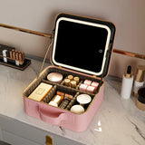 Light Up Box Vanity Organizer Portable Makeup Bag Mirror With Led Light - V.I.P Digital Presence