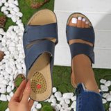 Fish Mouth Thick Bottom Slope with Beach One Line Velcro Summer Leaky Toe Beach Sandals Female - V.I.P Digital Presence