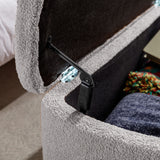 Grey Storage Ottoman Bench for End of Bed Gold Legs Modern Grey Faux Fur Entryway Bench - V.I.P Digital Presence