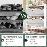 Shoe Cabinet with 2 Flip Drawers,Shoe Storage Cabinet for Entryway,Freestanding Shoe Cabinet Organizer with Open Storage White - V.I.P Digital Presence