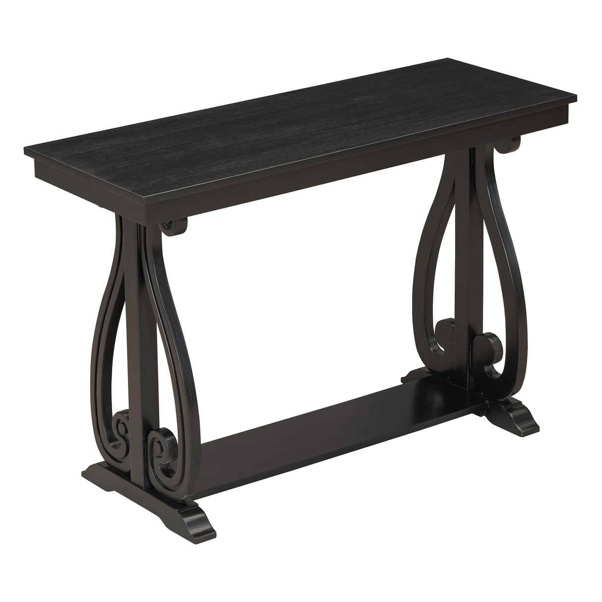 48-Inch Rustic Vintage Console Table --- Farmhouse Style Entryway Table with Open Shelf and Sturdy Construction (Black) - V.I.P Digital Presence