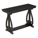 48-Inch Rustic Vintage Console Table --- Farmhouse Style Entryway Table with Open Shelf and Sturdy Construction (Black) - V.I.P Digital Presence