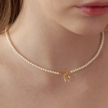Copper Pearls Bow Necklace - V.I.P Digital Presence