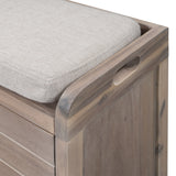 TREXM Storage Bench with Removable Basket and 2 Drawers, Fully Assembled Shoe Bench with Removable Cushion (White Washed) - V.I.P Digital Presence