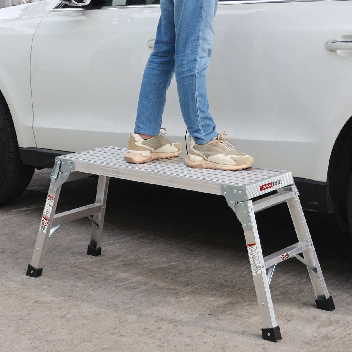 Work Platform Aluminum Portable Bench Folding Ladder ANSI Capacity 225 LBS 40" - V.I.P Digital Presence