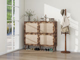 4 Door Shoe Rack, Freestanding Modern Shoe Storage Cabinet, for Entryway - V.I.P Digital Presence