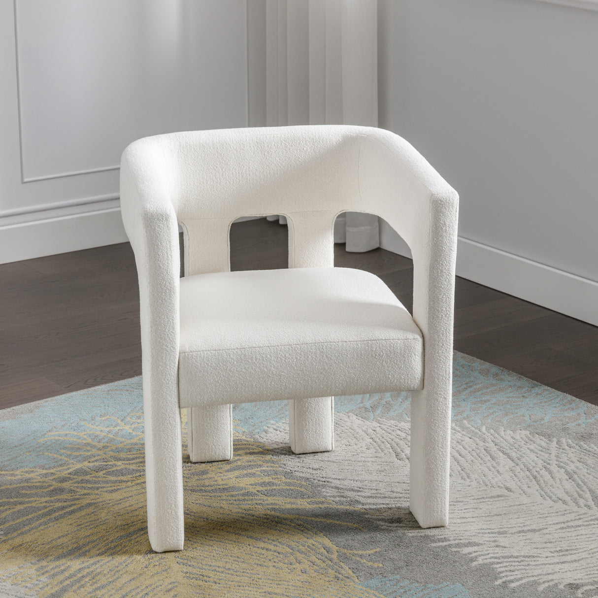 Contemporary Designed Fabric Upholstered Accent Chair Dining Chair for Living Room, Bedroom, Dining Room, Beige - V.I.P Digital Presence