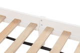 Twin Bed with Column-Decoration Headboard, with Bed Slats,White - V.I.P Digital Presence