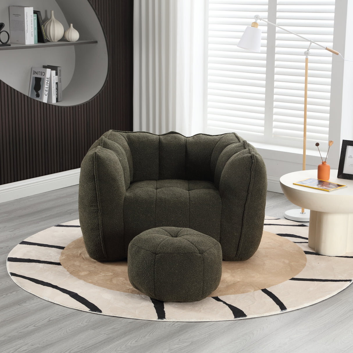 Soft Bean Bag Chair with High Resilient Foam(Chips)for living room and bedroom,Comfortable Square Lazy Sofa with Footstool - V.I.P Digital Presence