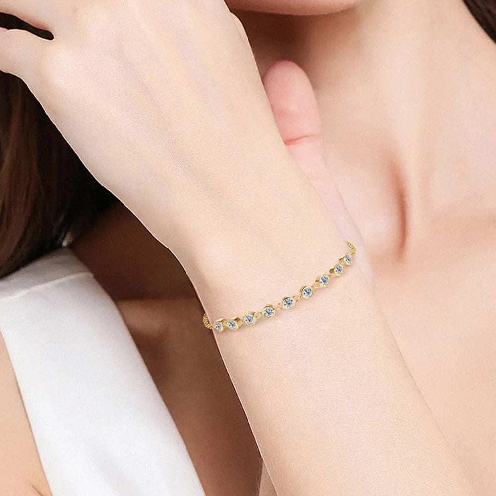Inlaid Moissanite 925 Sterling Silver Bracelet - V.I.P Digital Presence