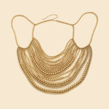 Multi layer imitation pearl black chain woven pearl layered body chain - V.I.P Digital Presence