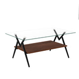 Rectangle Coffee Table with Tempered Glass top and Black Metal Legs, Modern Table for Living Room , Transparent Glass - V.I.P Digital Presence
