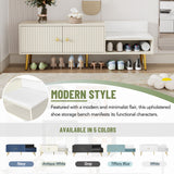 Modern Shoe Storage Bench with Hidden Storage and Upholstered Cushions for Bedside, Living Room and Entryway ((Antique White) - V.I.P Digital Presence