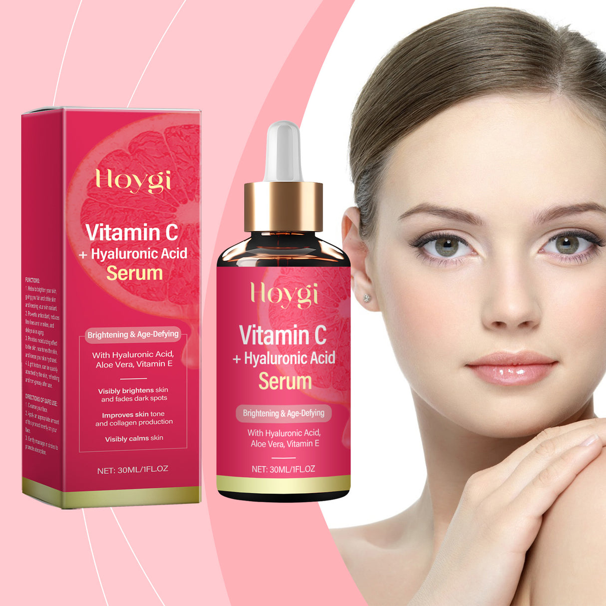 Esencia de vitamina C, hidratante e iluminadora, translúcida, reparadora e hidratante, refrescante y no pegajosa.