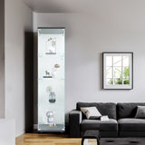 4 glass display cabinets with door shelves, floor standing antique bookshelf, 64.7 "* 16.7" * 14.3 ", black - V.I.P Digital Presence