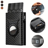 Men's Carbon Fiber Magnetic Card Clip PU Leather RFID Bank Card Bag Large Capacity Card Clip - V.I.P Digital Presence