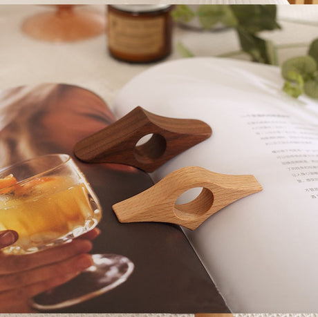 Solid wood book press reading and page pressing finger ring single handed wooden bookmark beech wood book pressing finger buckle - V.I.P Digital Presence