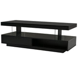 U-Can LED coffee table with storage space, modern central table with 2 drawers and display rack, equipped with LED lights, black - V.I.P Digital Presence