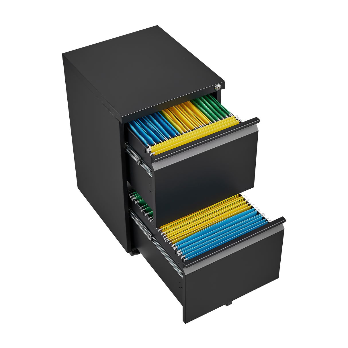 Metal 2 drawer mobile file cabinet with lock, 25.6-inch high legal/letter size file storage cabinet  black - V.I.P Digital Presence