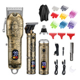 New 3 In 1 Full Metal Oil Clippers Digital Display Electric Hair Clipper Engraving Clippers Nose Hair Clipper Set - V.I.P Digital Presence