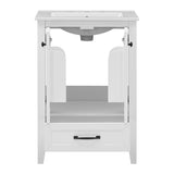 24" Bathroom Vanity with Sink, Bathroom Vanity Cabinet with One Drawer and Doors, Solid Wood and MDF, White - V.I.P Digital Presence