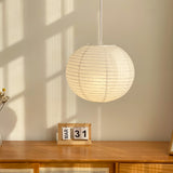 White Japanese style pendant light simple living room round rice paper round LED pendant light - V.I.P Digital Presence