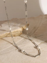 Stainless Steel Pearl Chain Necklace - V.I.P Digital Presence