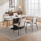 2-piece retro linen chair set with curved wooden backrest, cushioned seat, adjustable metal legs, (Beige Linen) - V.I.P Digital Presence