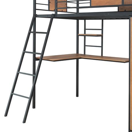 Twin Size Loft bed with L-shape Desk and Wardrobe, Black - V.I.P Digital Presence