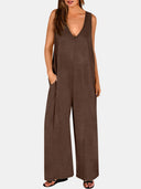 V-Neck Wide Strap Jumpsuit - V.I.P Digital Presence