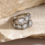 Stainless Steel Inlaid Zircon Bypass Ring - V.I.P Digital Presence