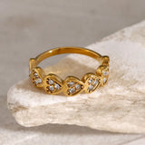 Stainless Steel Inlaid Zircon Heart Ring - V.I.P Digital Presence